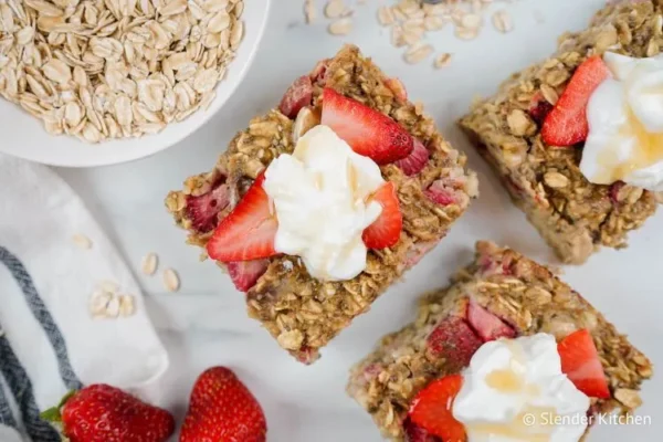 Strawberry Protein Oatmeal Bake